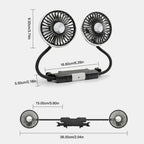 車内を一瞬で快適空間に｜360°回転デュアルヘッドUSBカー扇風機（LEDライト付き）