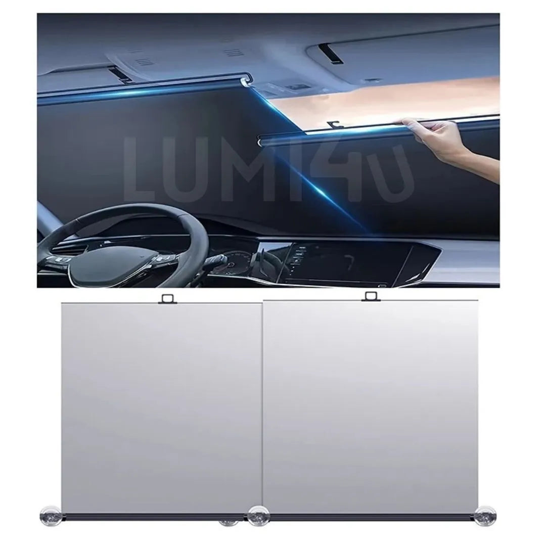 車内温度を劇的カット！自動収納式フロントサンシェード（全車種対応・UV99%カット）