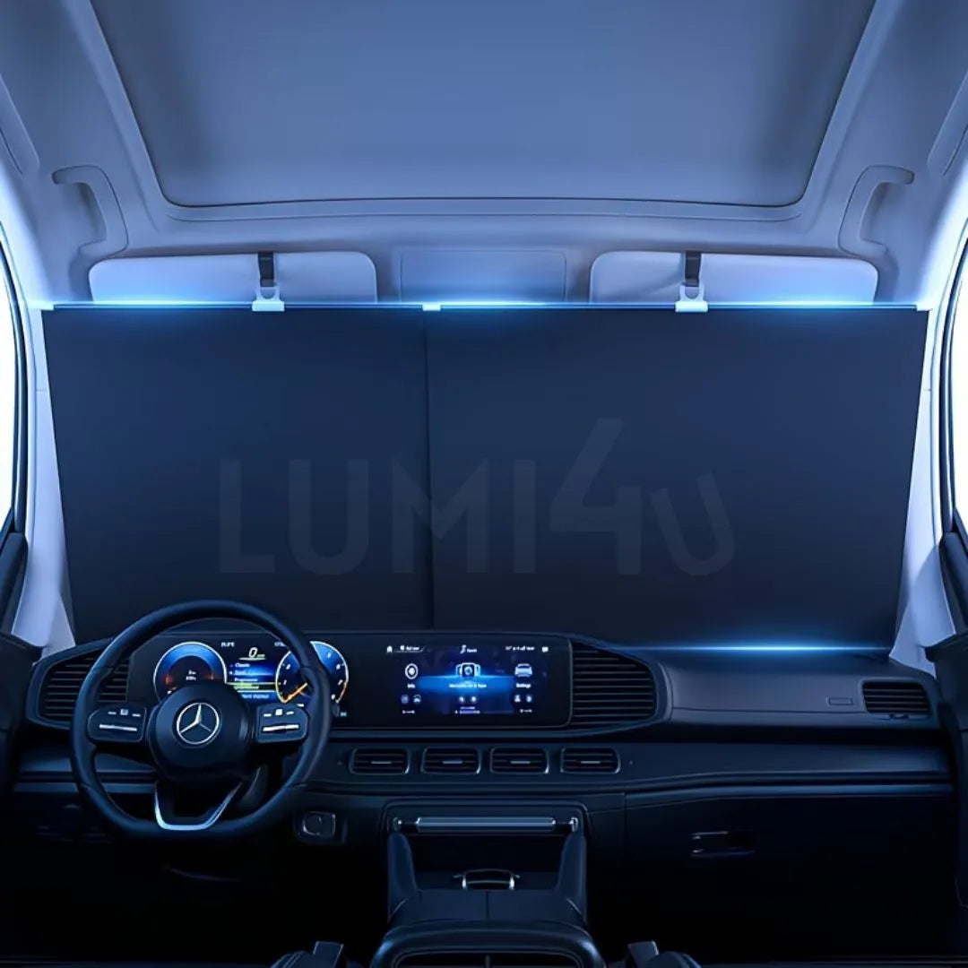 車内温度を劇的カット！自動収納式フロントサンシェード（全車種対応・UV99%カット）